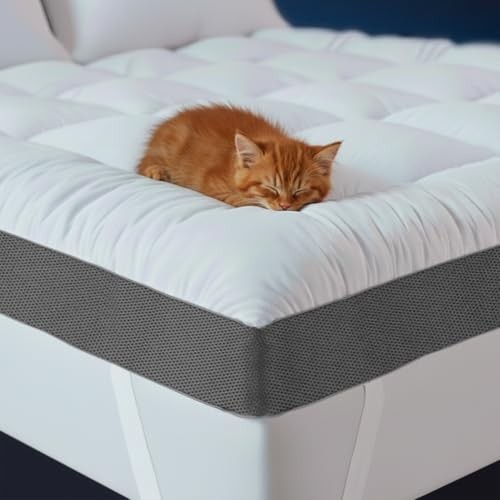 4 Inch Mattress Topper Queen, Thick Cooling Cotton Pillow Queen(60*80) White