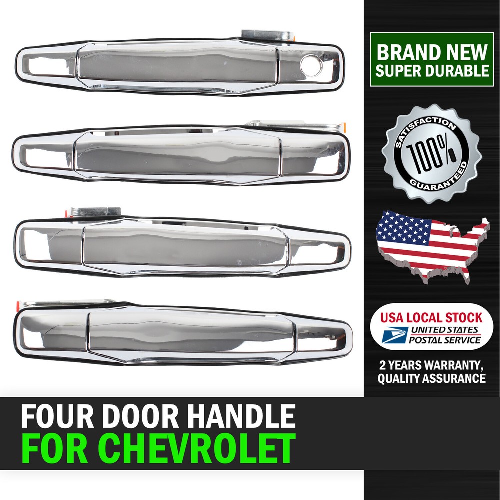 4X Exterior Door Handles Set Chrome For GMC Sierra 2500 HD 2007-2014 Front Rear