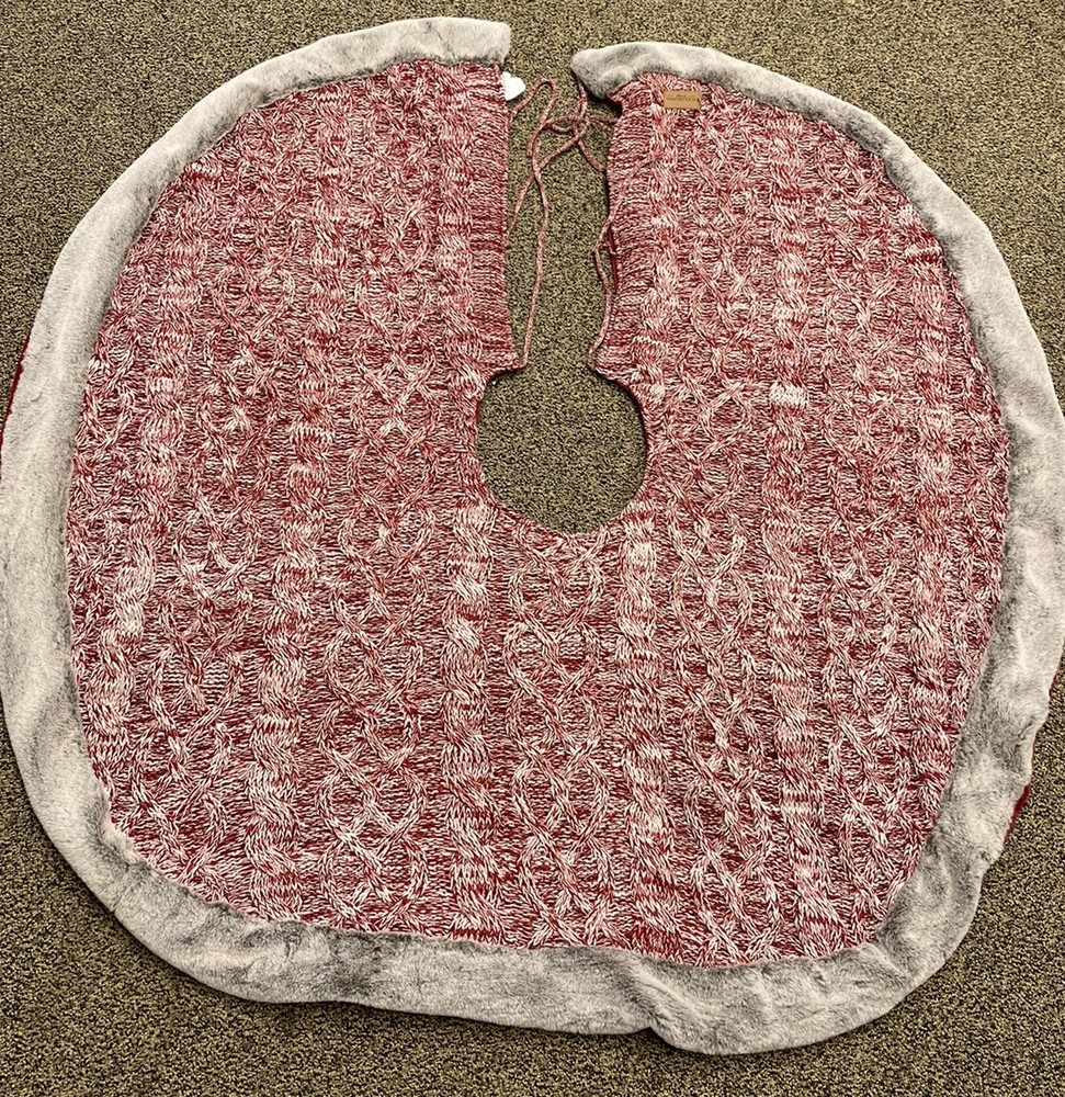 Koolaburra by UGG tree skirt Christmas red Carla Cable Knit faux fur trim