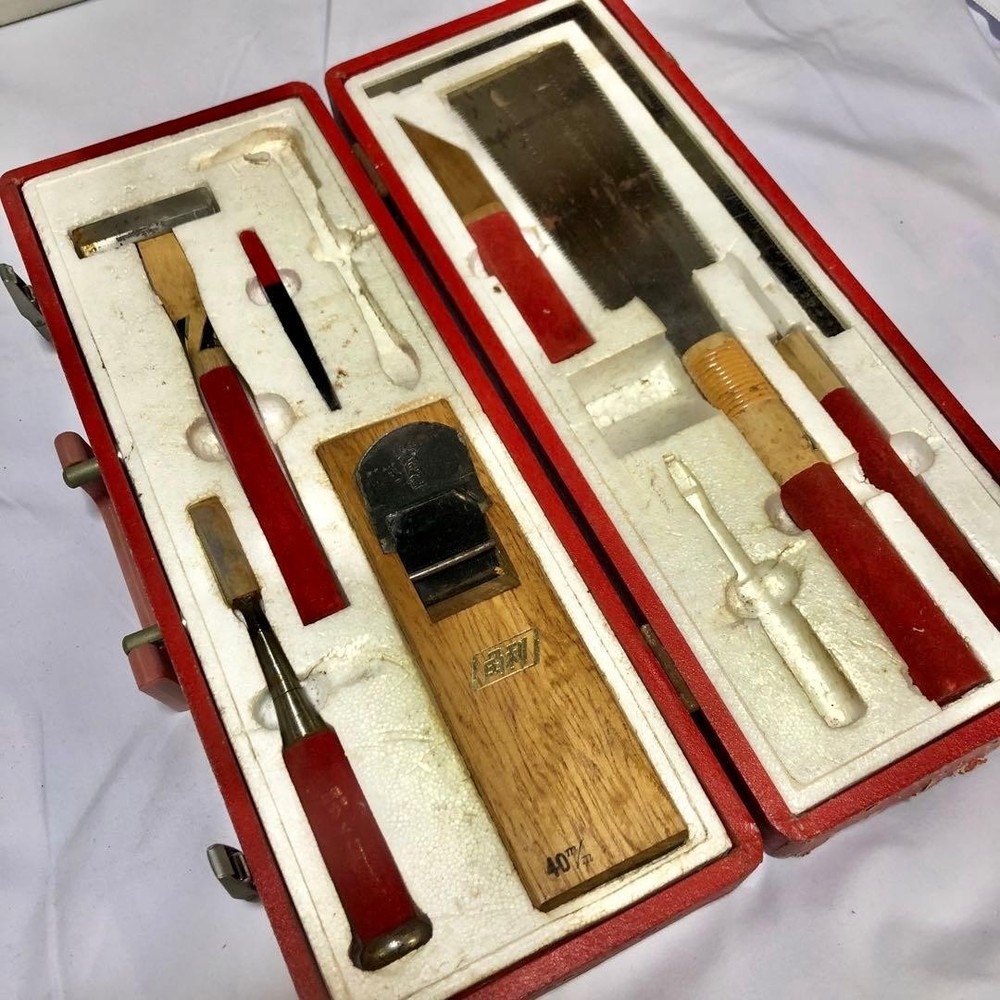 Kakuri Japanese Vintage Carpenter Tool Set With Case