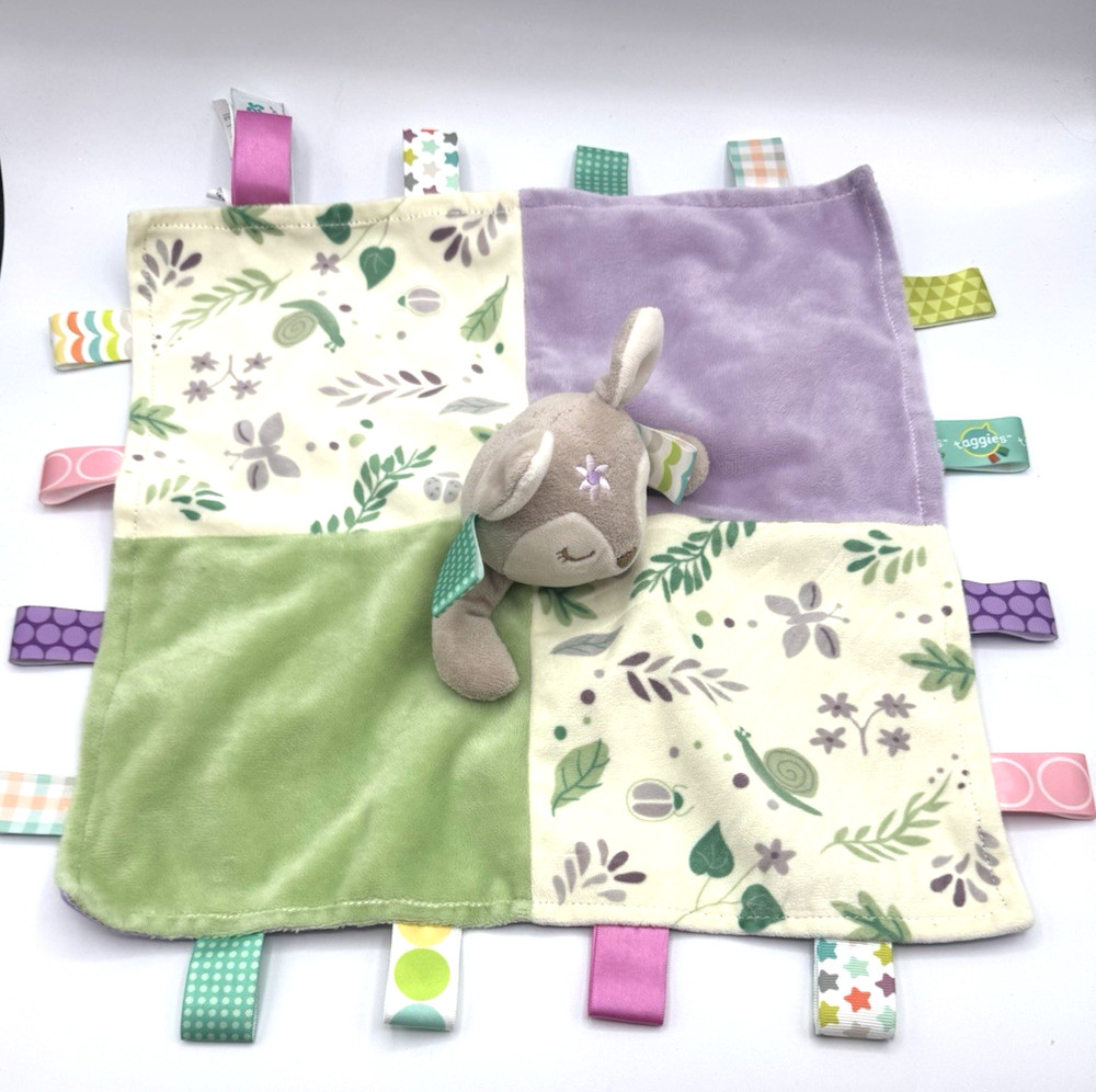 TaGgies Floral Fawn Deer  Baby Lovey Blanket Plush Mary Meyer Corp 13X13