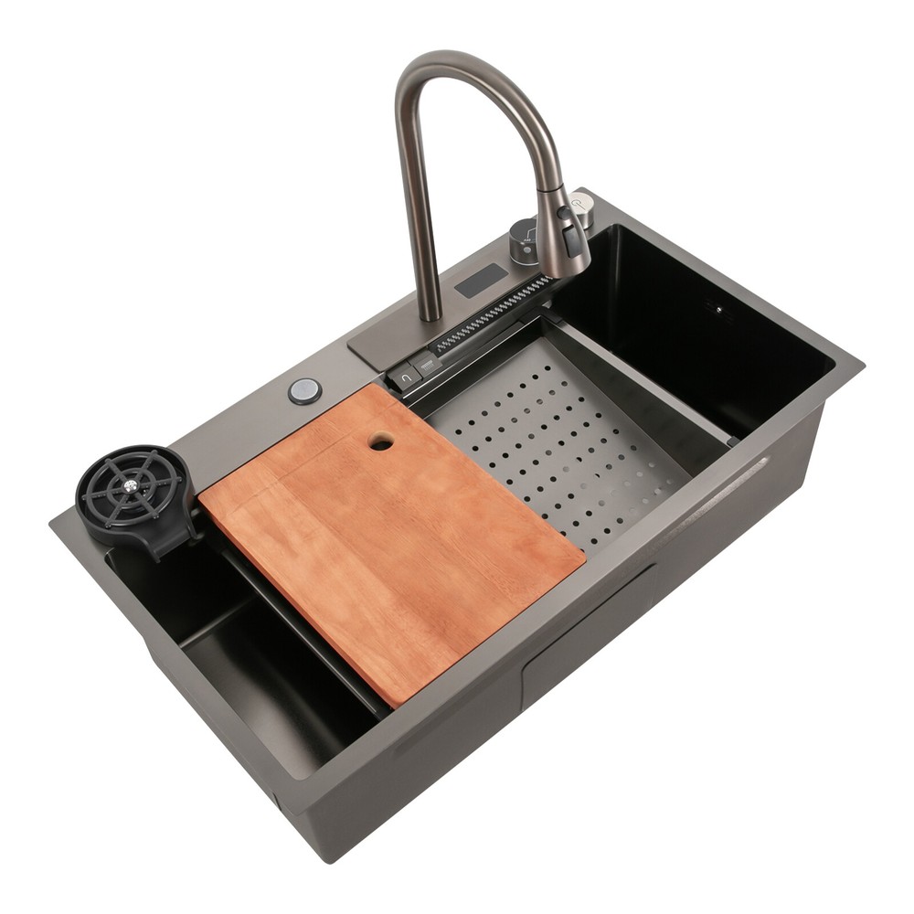 32x18 Drop-In Stainless Steel Kitchen Sink with Faucet and Cutting Board