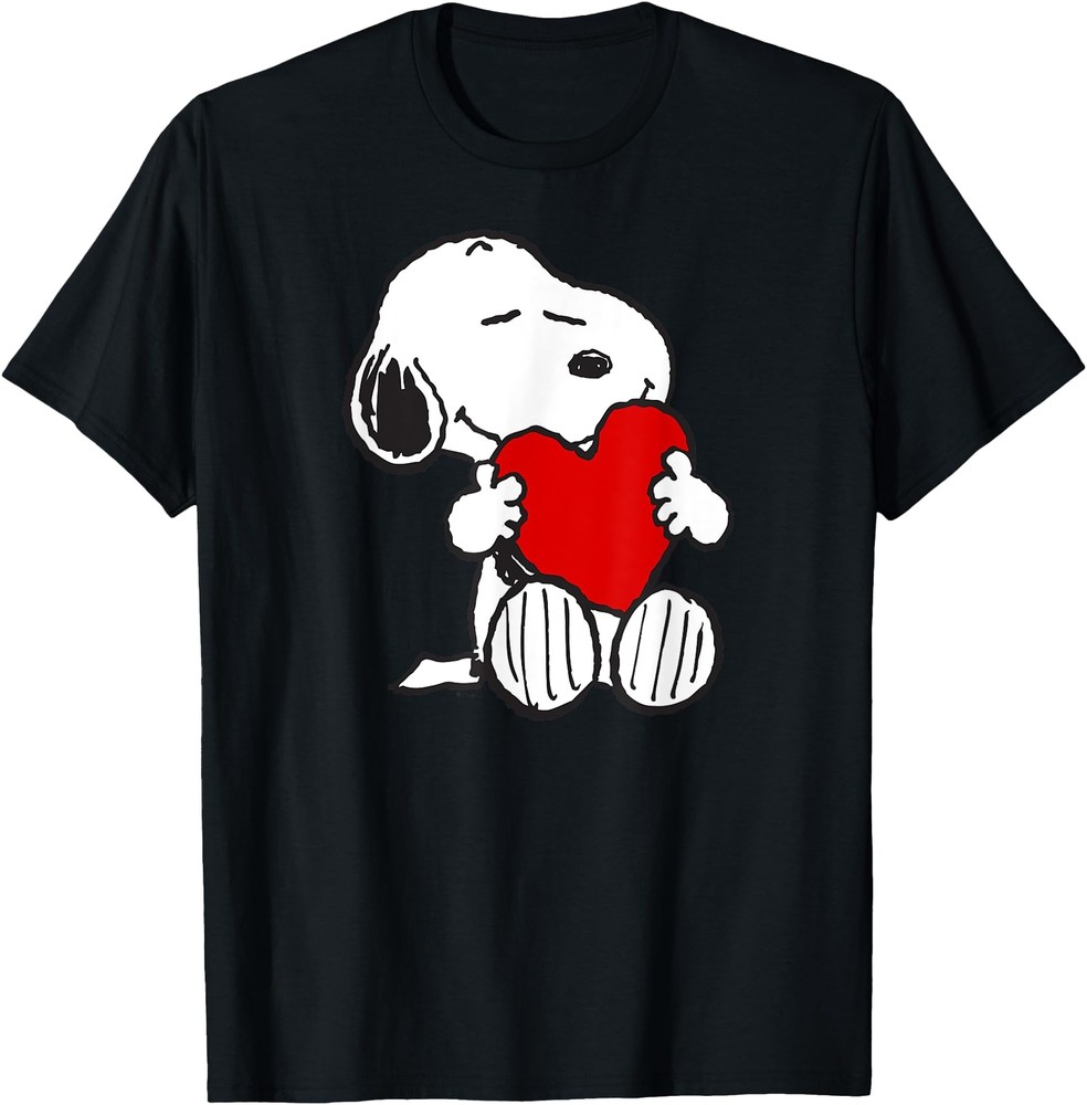 Peanuts Valentine Snoopy Hugging Heart T Shirt Men