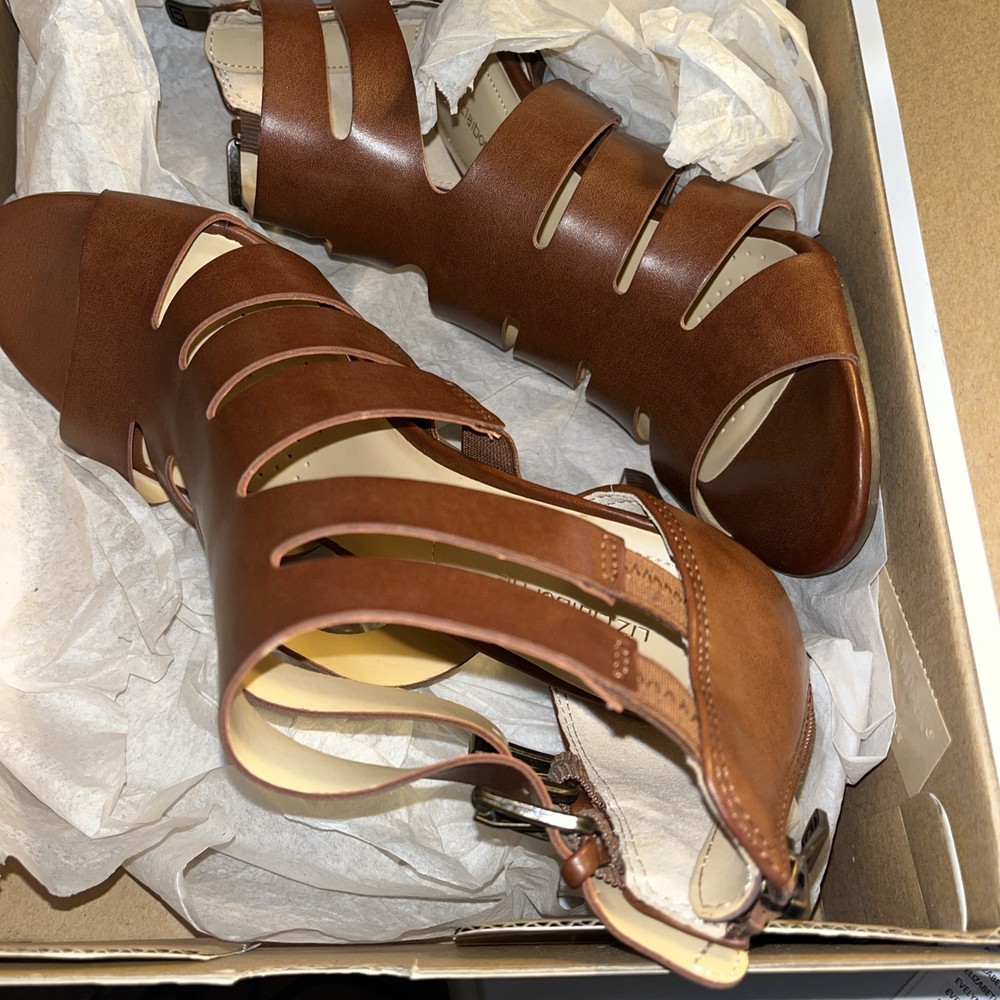 Liz Claiborne Gavi Cognac Heels Size 7M Brown New In Box