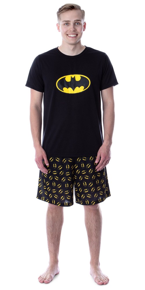 DC Comics Mens' Batman Logo Short Sleeve Shirt Pajama Short Set (XX-Large)
