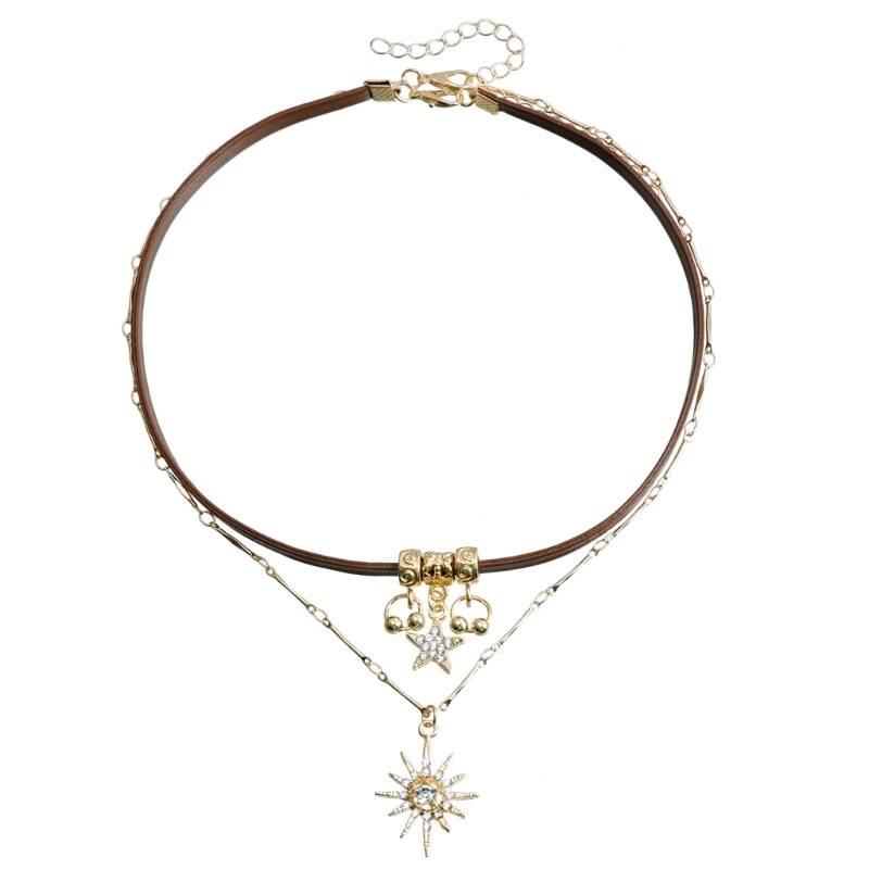 and Star Necklace Choker Necklaces Metal Chain Jewelry Clavicle Chain
