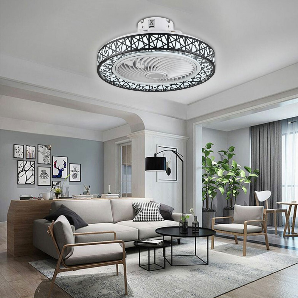 23-Inch Modern LED Ceiling Fan Light Dimmable Chandelier with Remote Control
