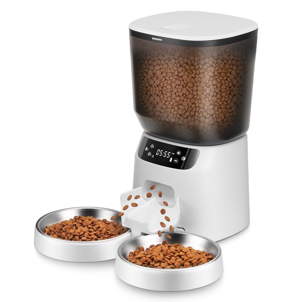 Automatic Cat Feeders for Two Cats, 5L/20 Cups Double Automatic Cat Food Disp