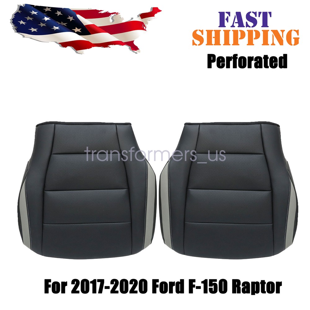 2017 For Ford F150 -Driver Passenger Bottom Leather Seat Cover Black Perf