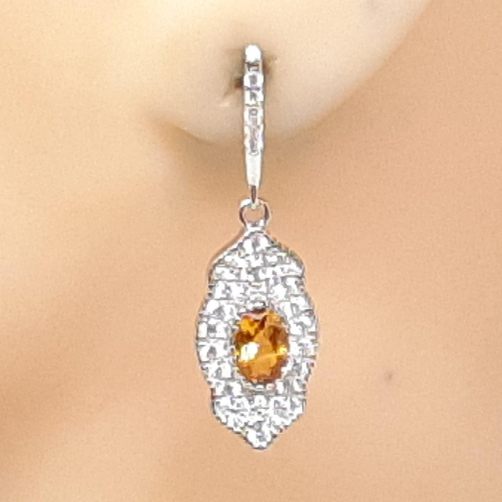 World Class 0.60ctw Citrine and White Sapphire Sterling Silver Earrings