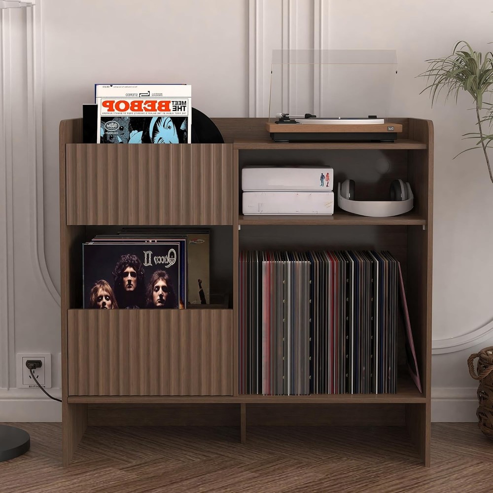 Vintage Record Player Stand with Storage for 350 Vinyl Albums