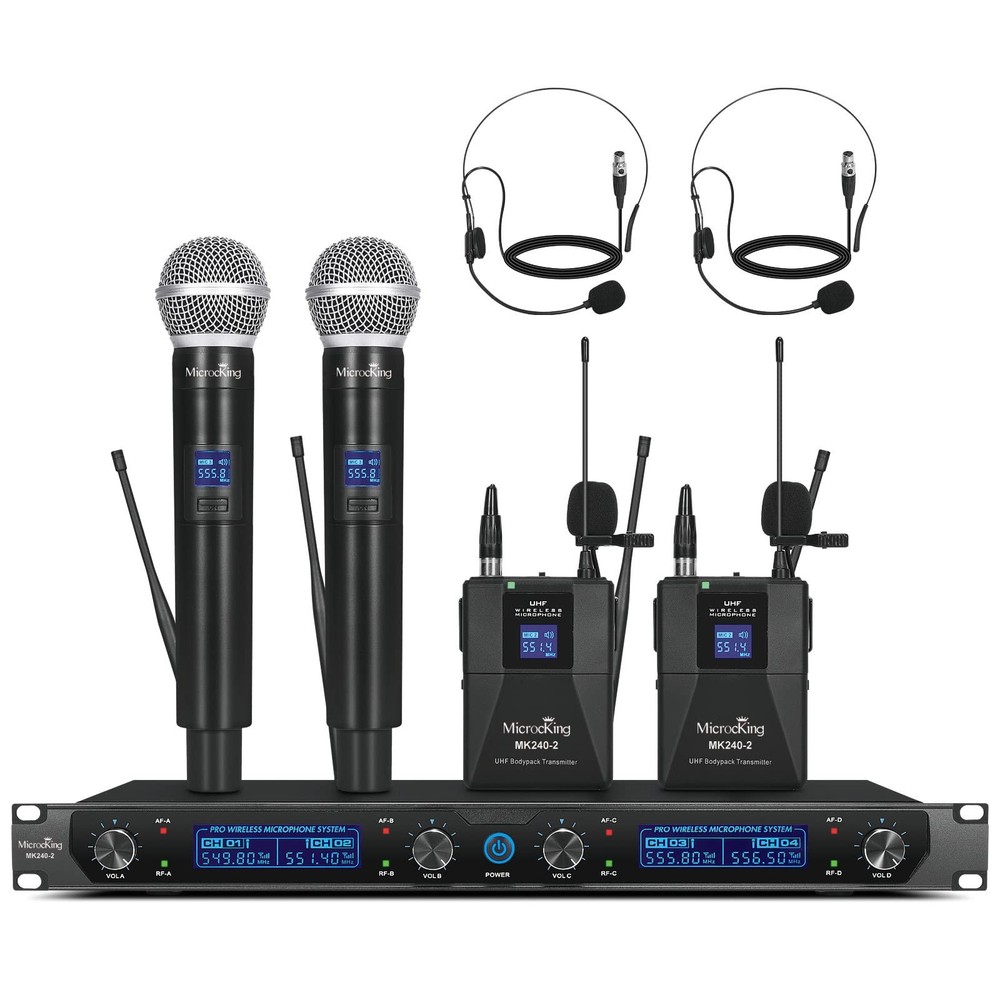 MicroKing 4-Channel UHF Wireless Mic System with Handheld Mics