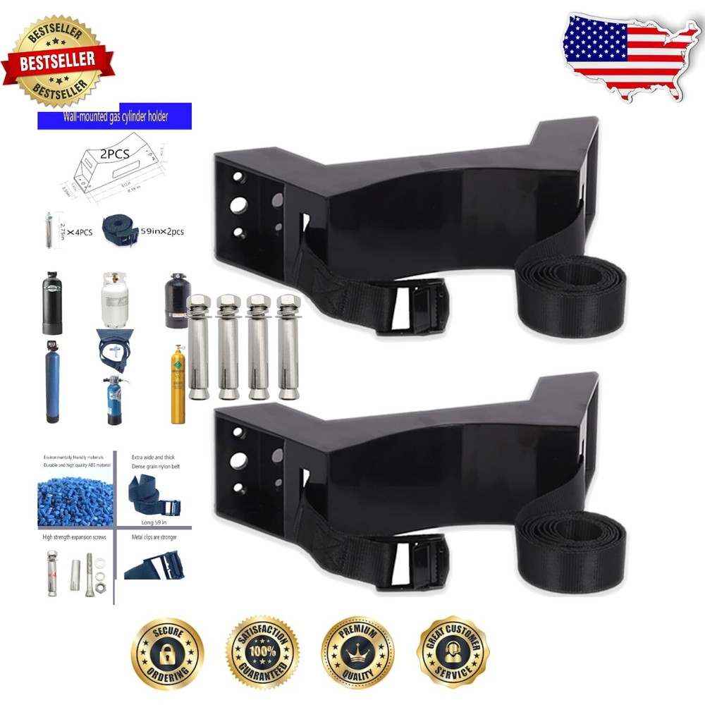 2-Pack Adjustable Nitrogen Cylinder Bracket with Wall Mount & Safety Accessories