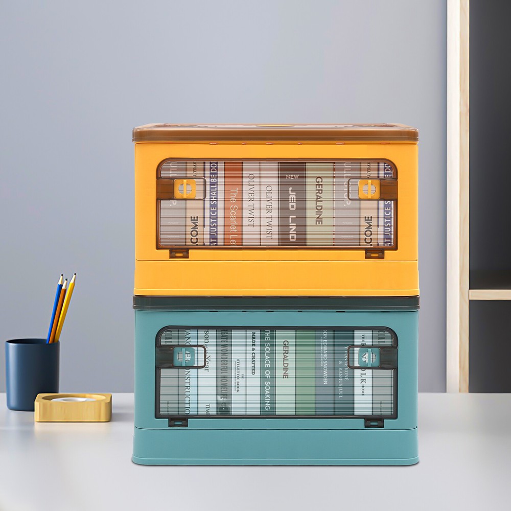 Foldable 2-Tier Stackable Plastic Storage Bin for Home Organization