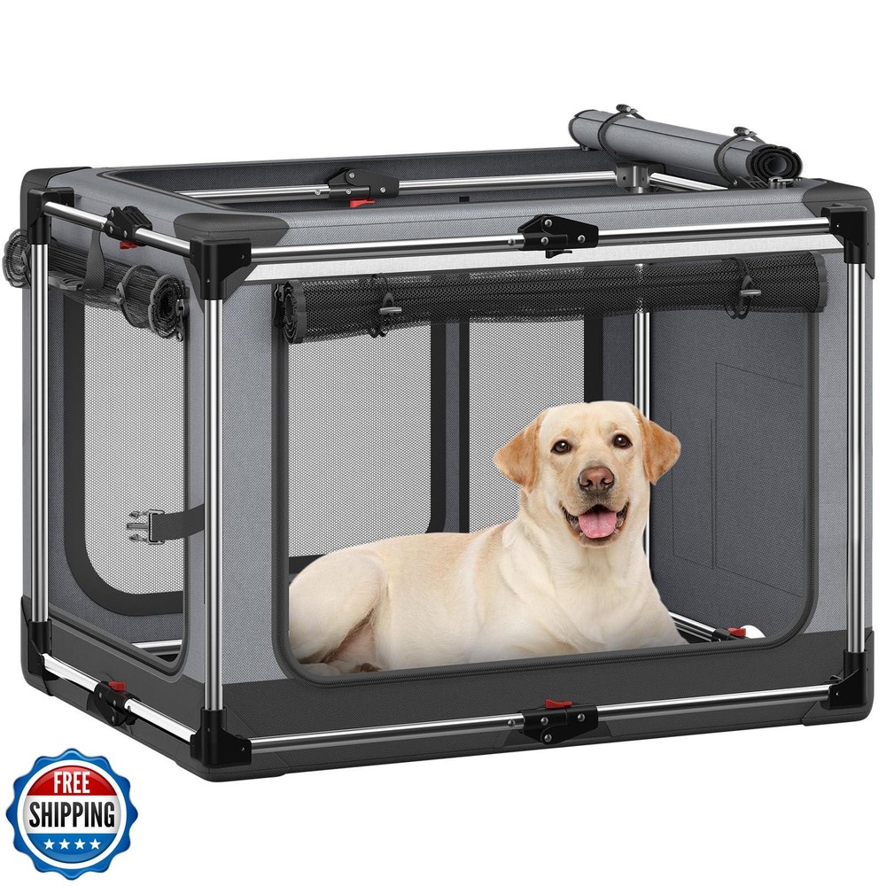 Collapsible Dog Crate: 42 Inch Foldable Soft Sided Dog Crate for Extra Large