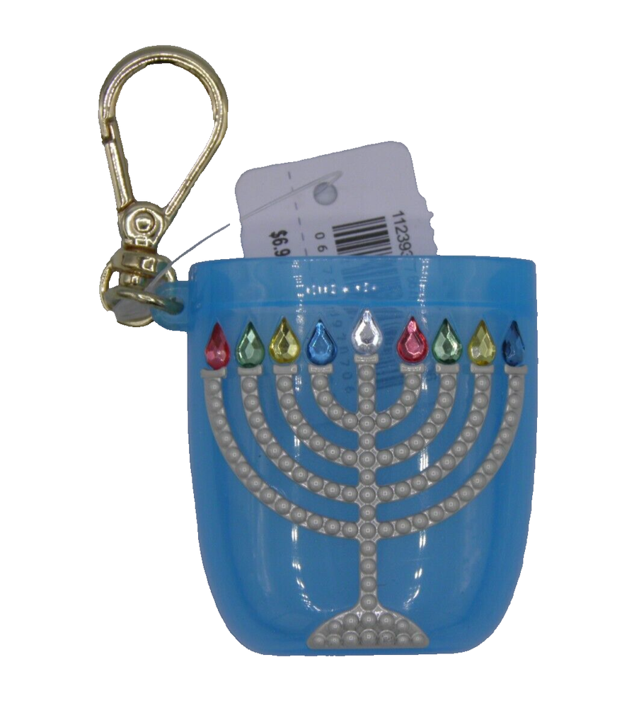 Bath & Body Works Blue Jewish Menorah Jewels Pocketbac AntIBacterial  Holder NEW