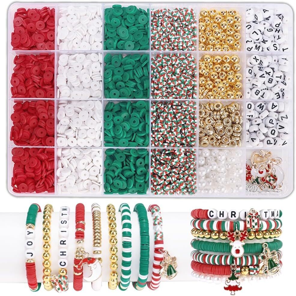 LFLIUN Christmas Bracelet Making Kit Friendship Gold Beads Clay ZZ82
