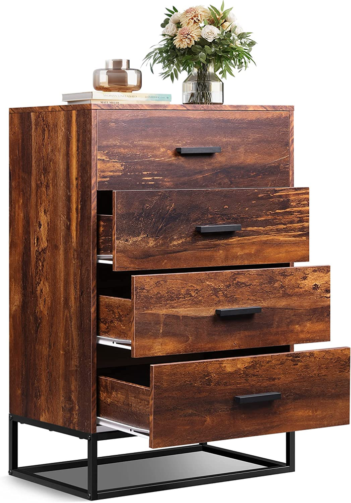Dresser for Bedroom with 4 Drawers Chest of Drawers Tall Dresser Drawers with St