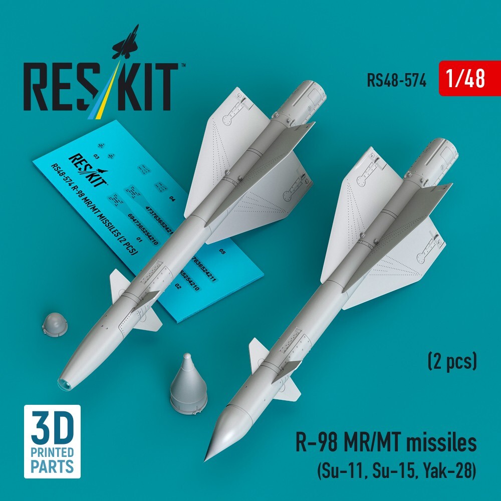 R-98 MR/MT missiles (2 pcs) (Su-11, Su-15, Yak-28) 1:48 ResKit RS48-0574
