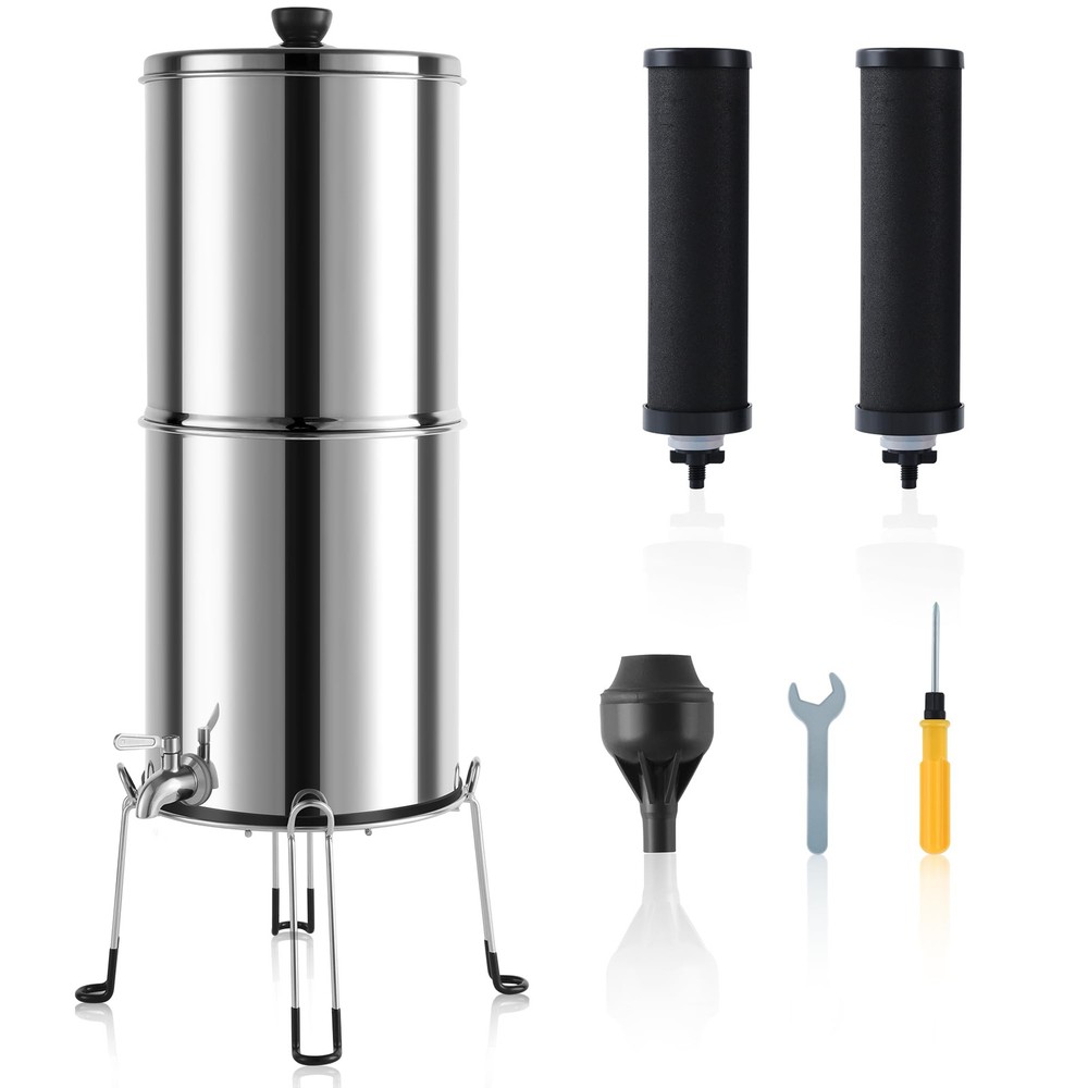 Anfrere 304 Stainless Steel Water Filter with Stand, Gravity Fed Water Filtra...