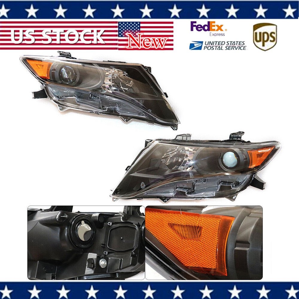 Pair Halogen Headlights Black Headlamps Fits 2009 2010 2011-2016 Toyota Venza