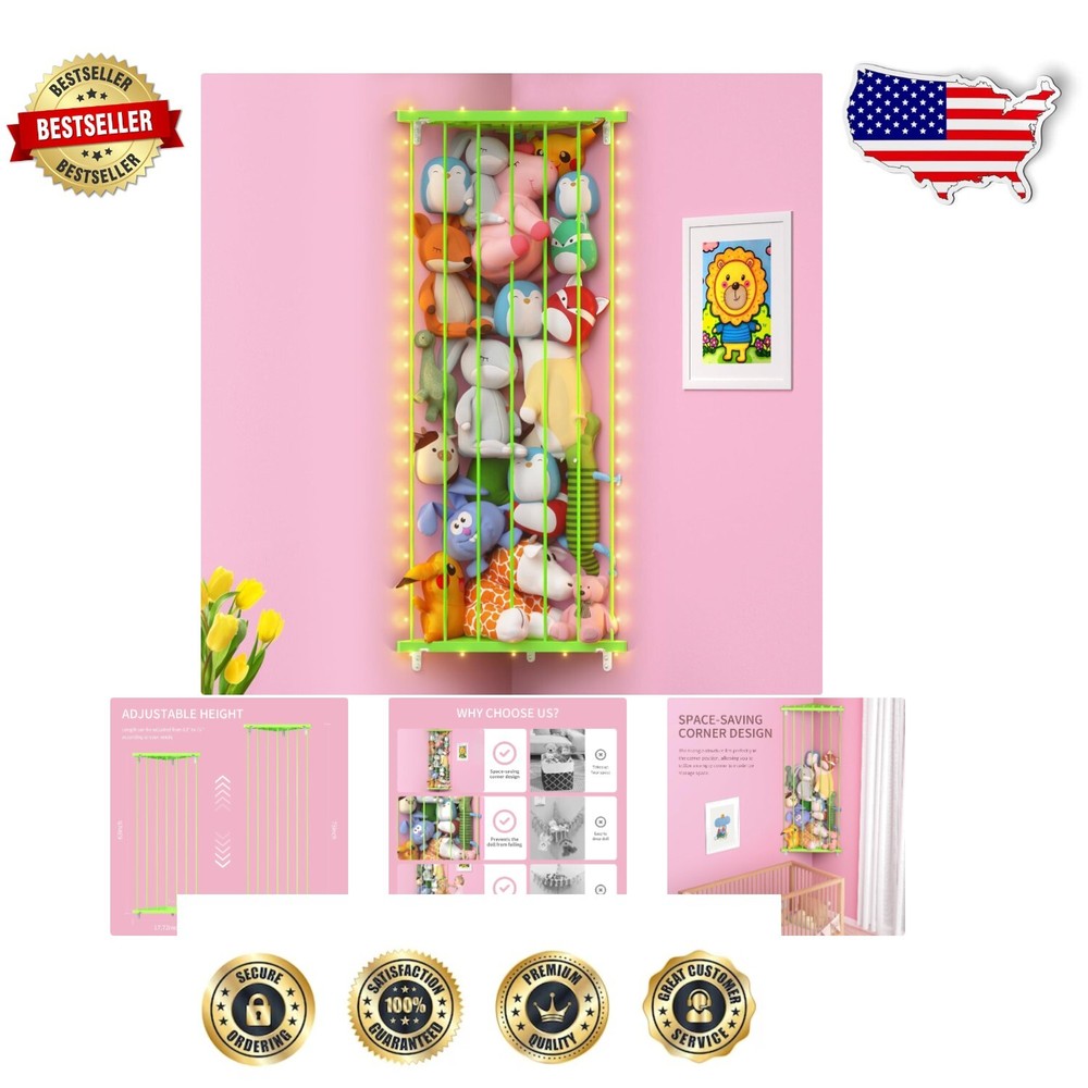 Elegant Triangular Stuffed Animal Holder - Space-Saving & Stylish Nursery Decor