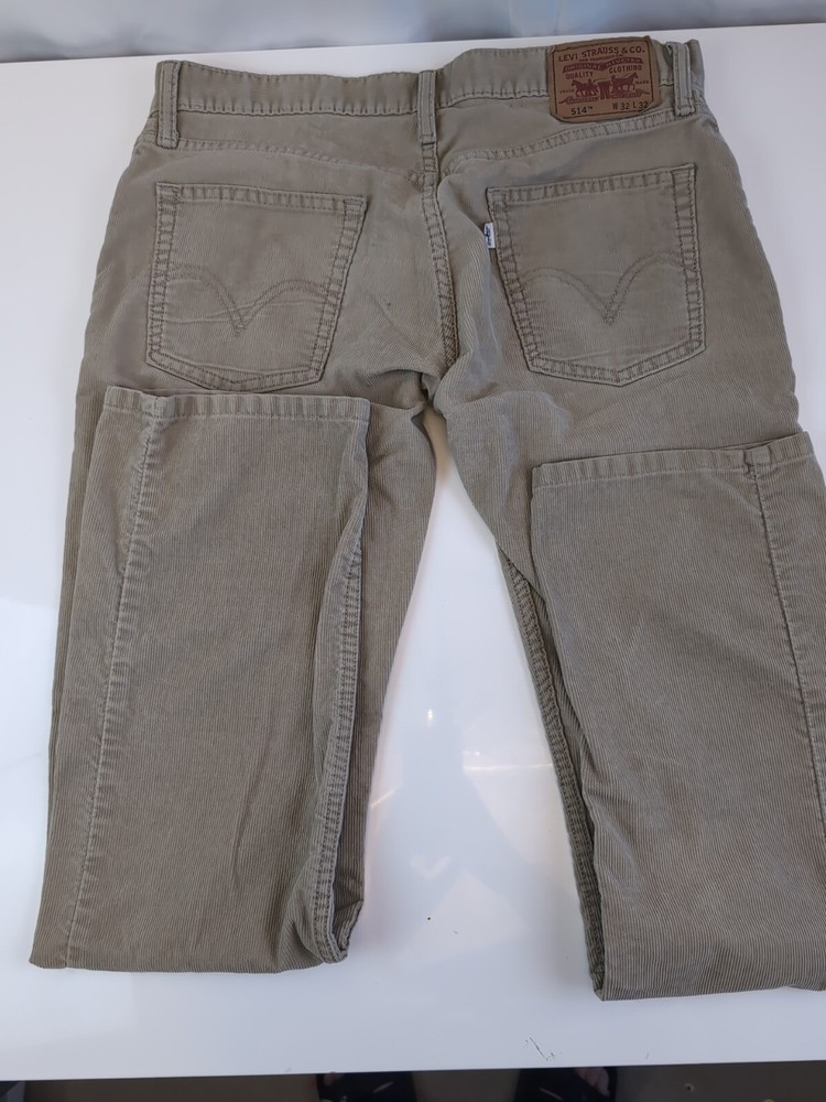 Levi's 514 Corduroy Straight Fit Beige/Khaki Pants Men's 32x32~White Tab