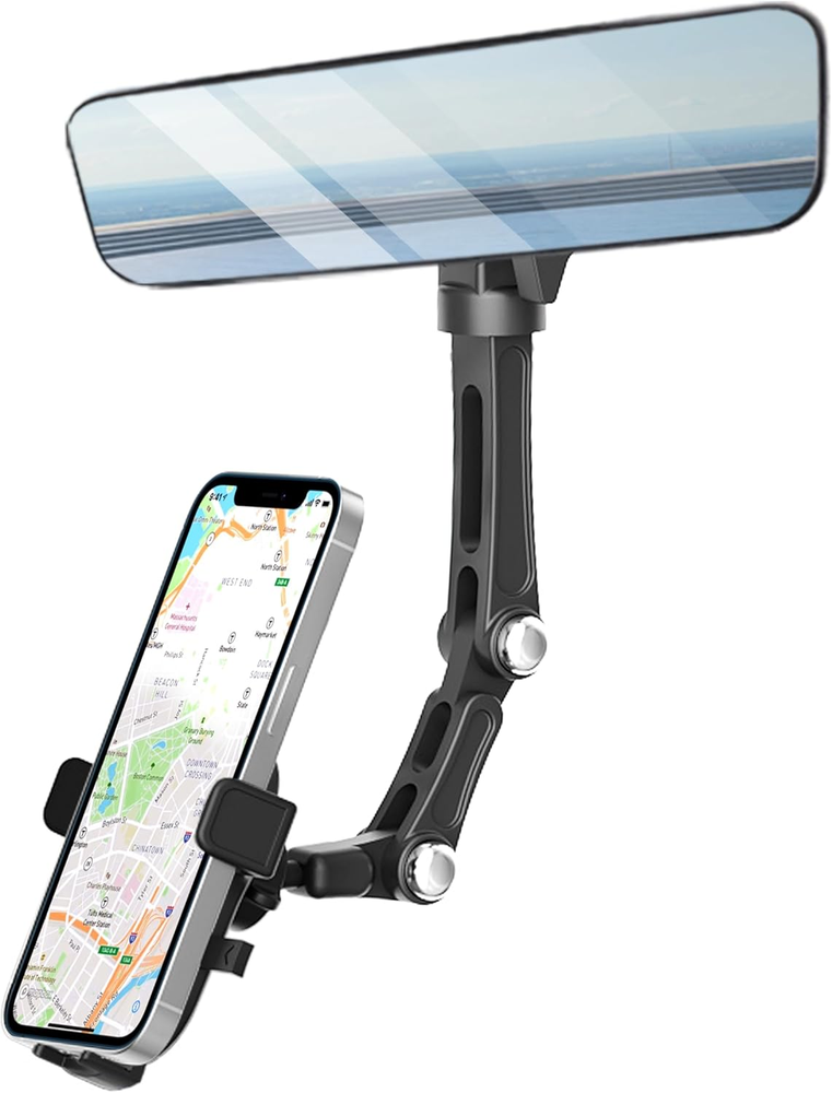 Rotatable Car Rearview Mirror Phone Mount Holder for Safe Driving