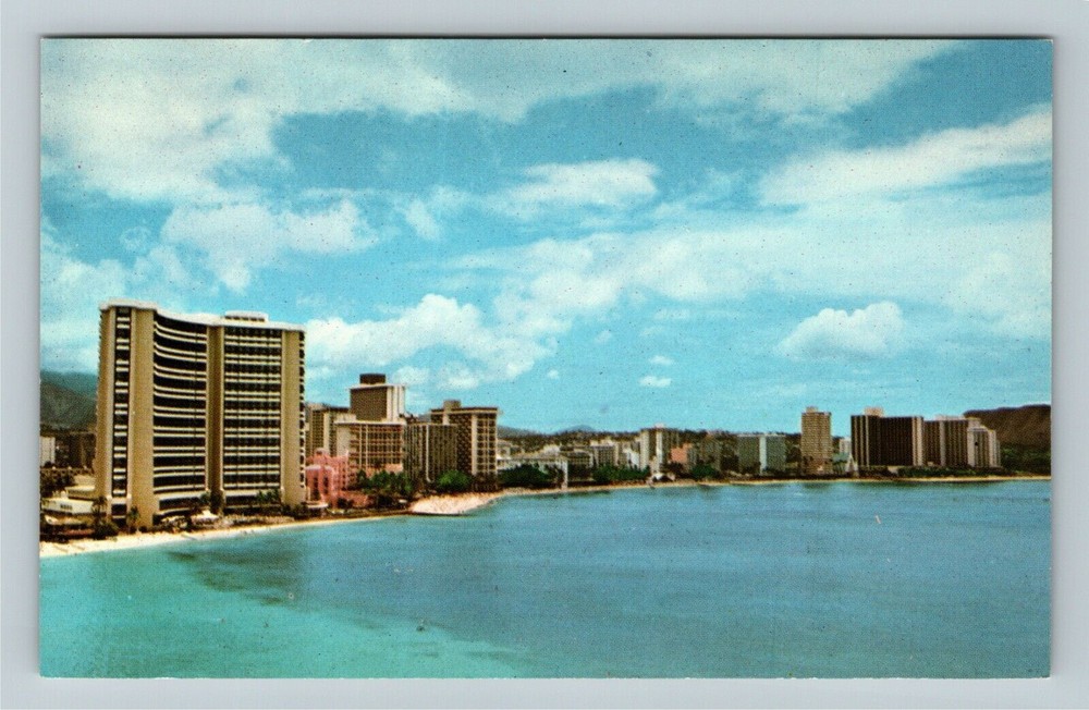 Waikiki HI-Hawaii, Hotels On The Beach Vintage Souvenir Postcard