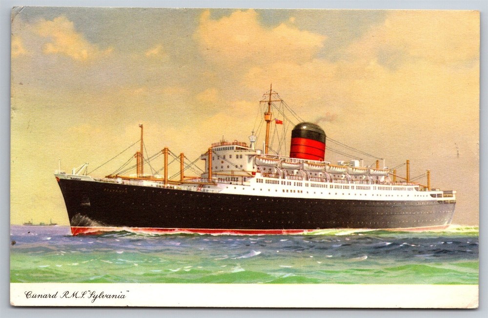 Vintage 1939 Cunard RMS Sylvania Royal Majesty Cruise Ship Postcard G6