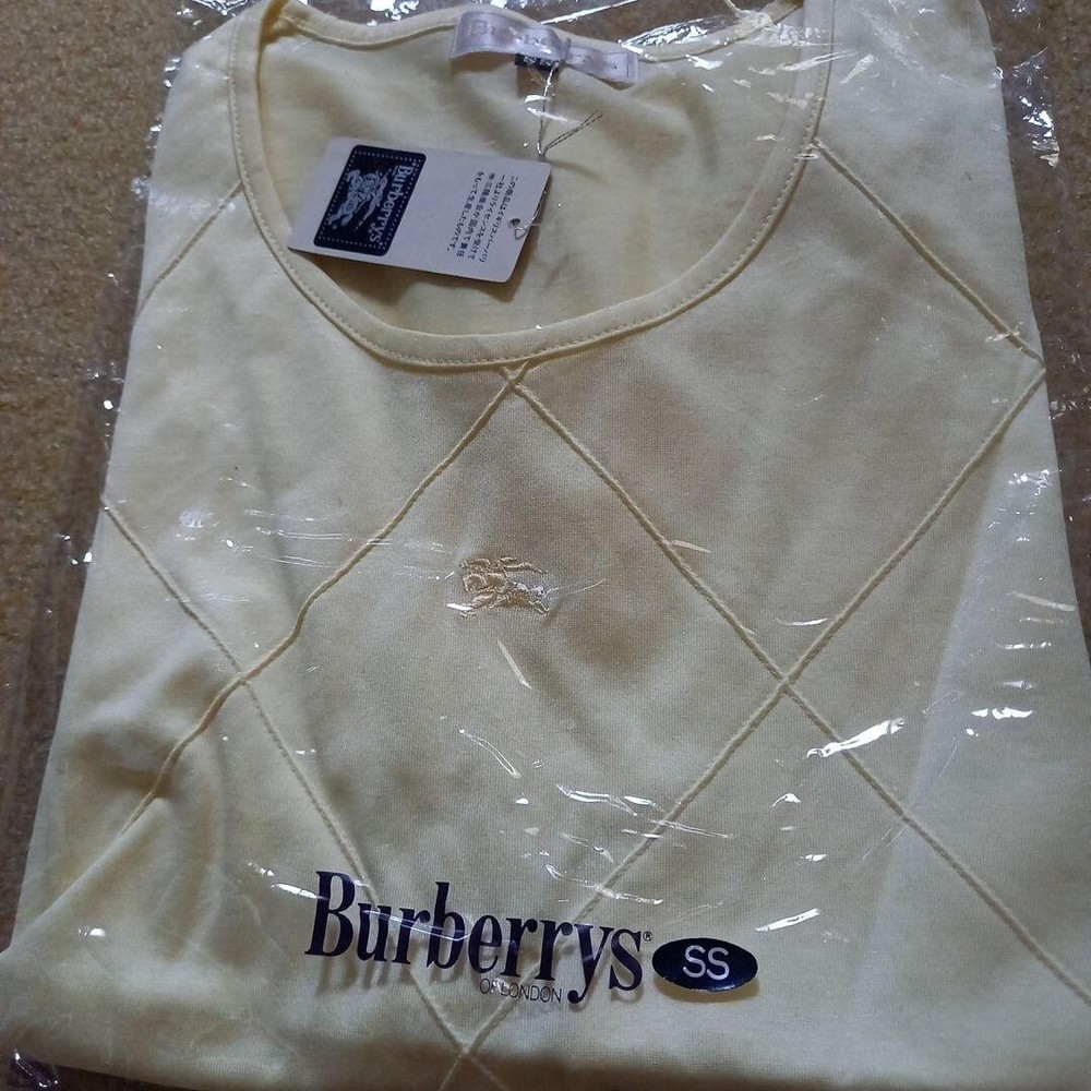Burberrys Short Sleeve T-Shirt Tops Logo Light Beige Cotton Women Size XS Used