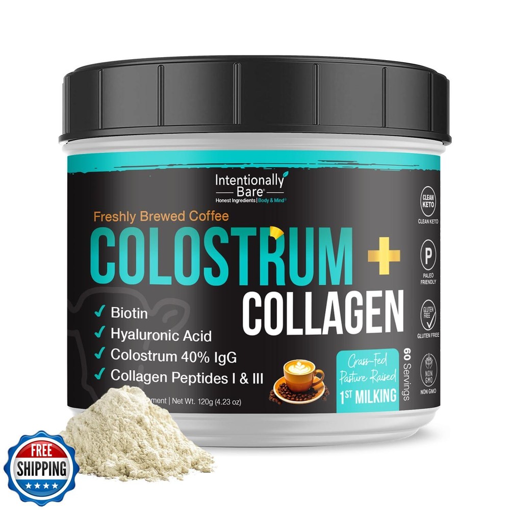 Intentionally Bare Colostrum and Collagen Powder - Bovine Colostrum Supplement with Immune Support
