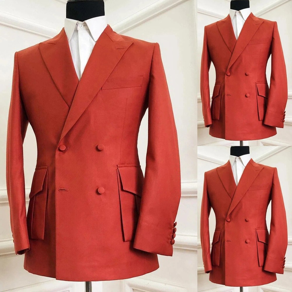 Summer Groom Slim Fit Double Breasted Suit Jacket & Pant 2-Piece Set