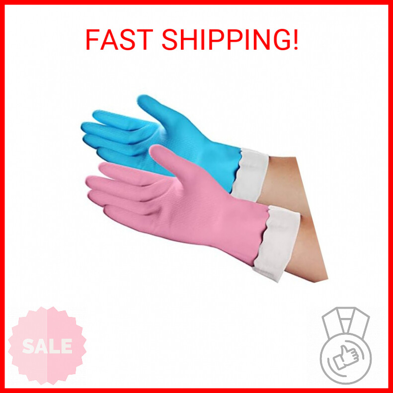 HSL Household Cleaning Gloves - 2 Pairs Reusable Kitchen Dishwashing Gloves with