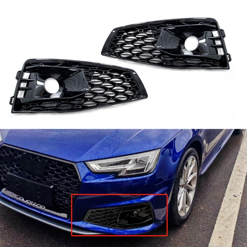 Honeycomb Front Bumper Fog Light Cover Lamp Frame for AUDI A4 B9 S-Line S4 2019