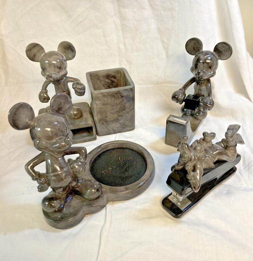 Disney's Mickey Mouse gray faux marble desk set 4 piece