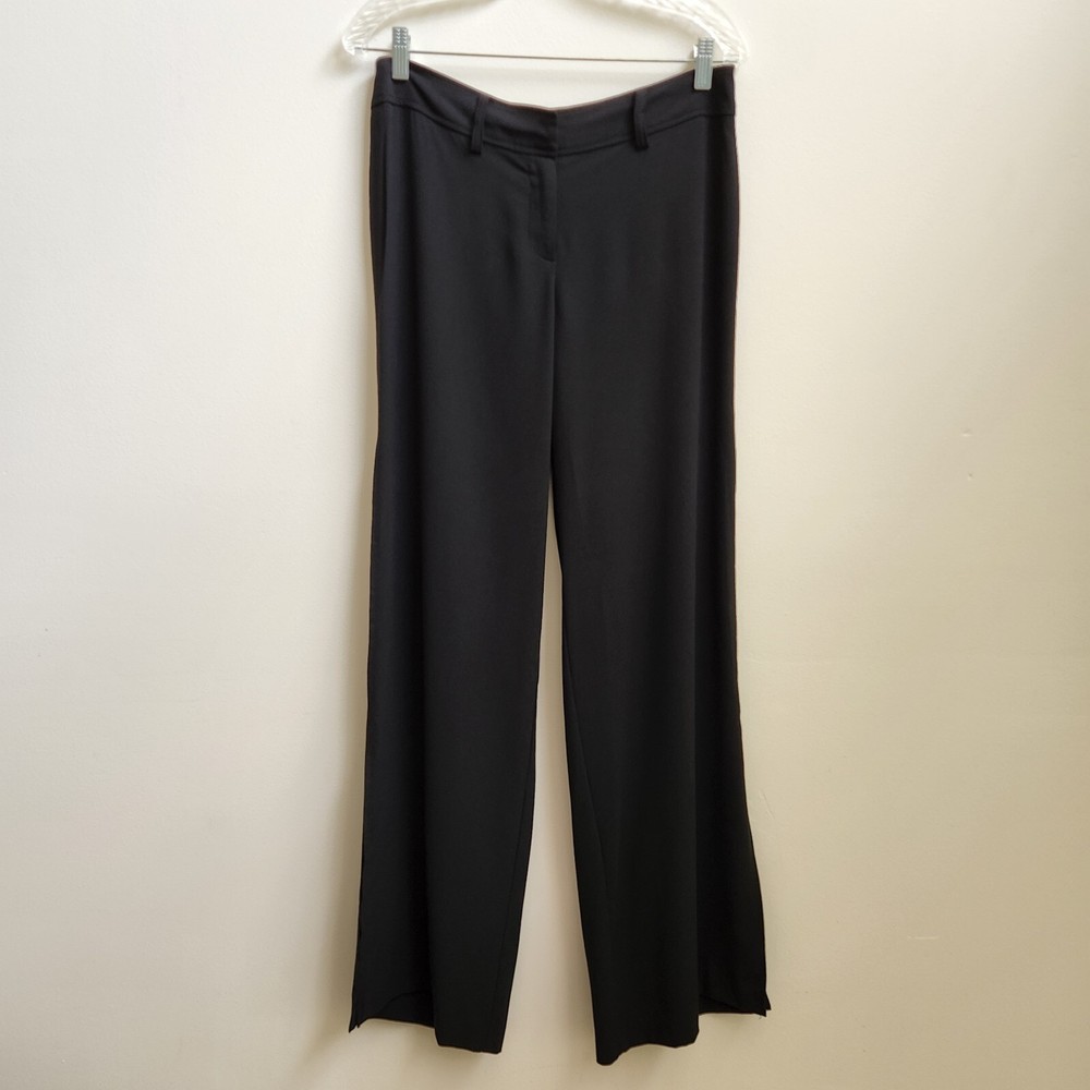 Cache' Pants Women 8 Black Double Side Splits Wide Leg Minimalist Lagenlook Chic