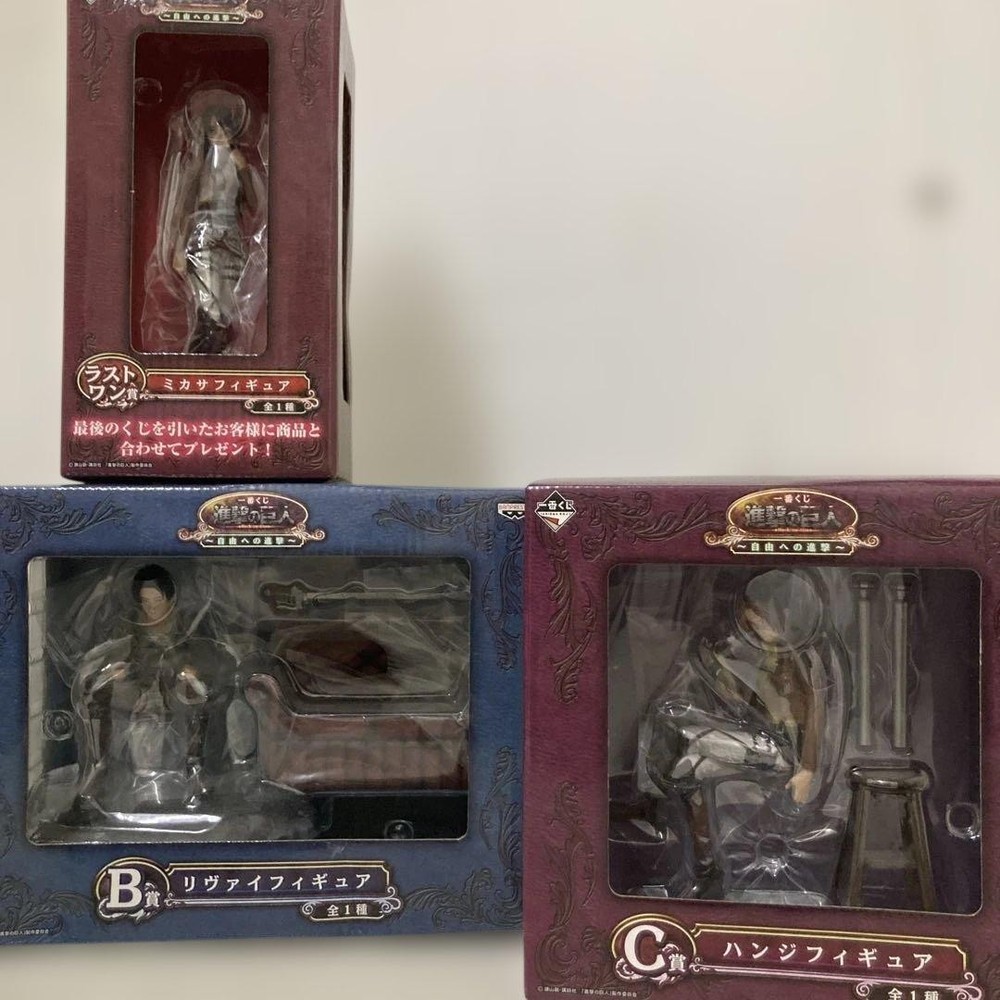 Attack on Titan Figure Set Levi Mikasa Hange 3pcs Unopened Anime Japan