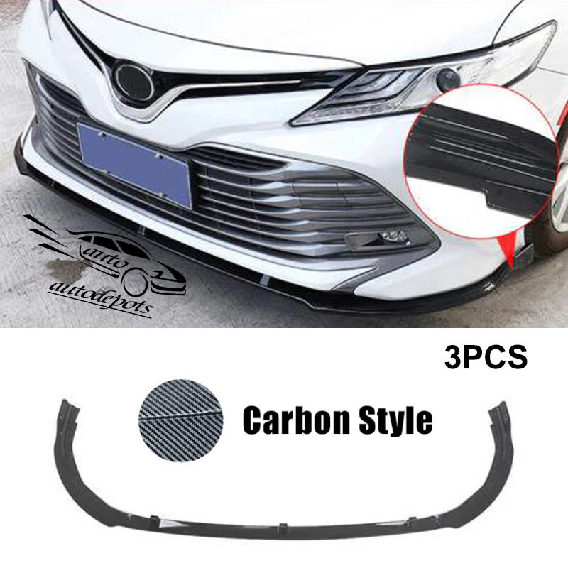 FOR TOYOTA CAMRY 2018-2020 CARBON LOOK FRONT BODY KIT BUMPER SPOILER LIP 3PCS