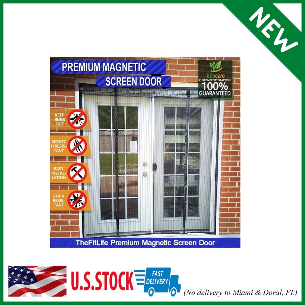 White Double Door Magnetic Screen for Doors Up to 60x80 Inches-image