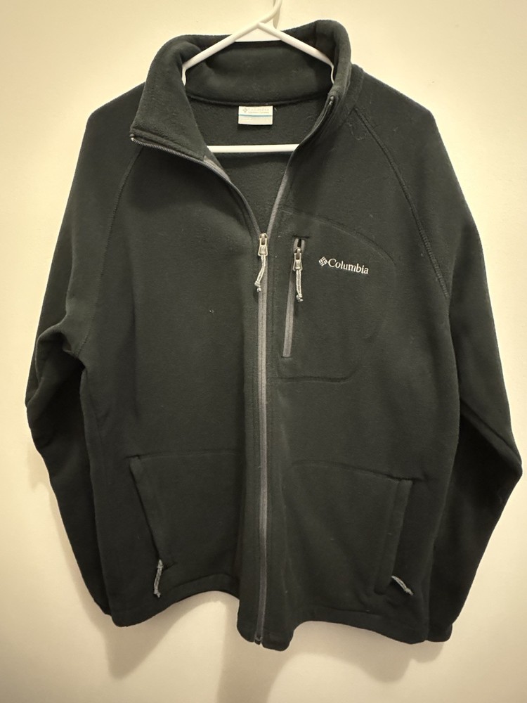 Columbia Men's Black Mock Neck Full Zip Fleece Jacket for Hiking Fall Outwear