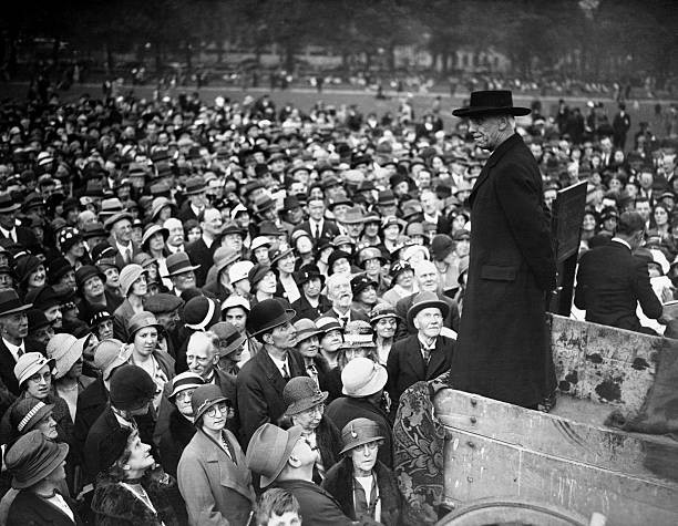 Reverend Luke Wiseman addresses an audience of Methodists assemble- Old Photo