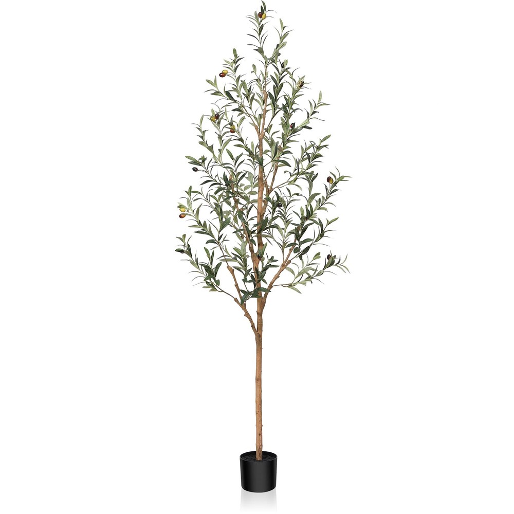 6FT Artificial Olive Tree with Wood Trunk and Silk Leaves for Home Decor