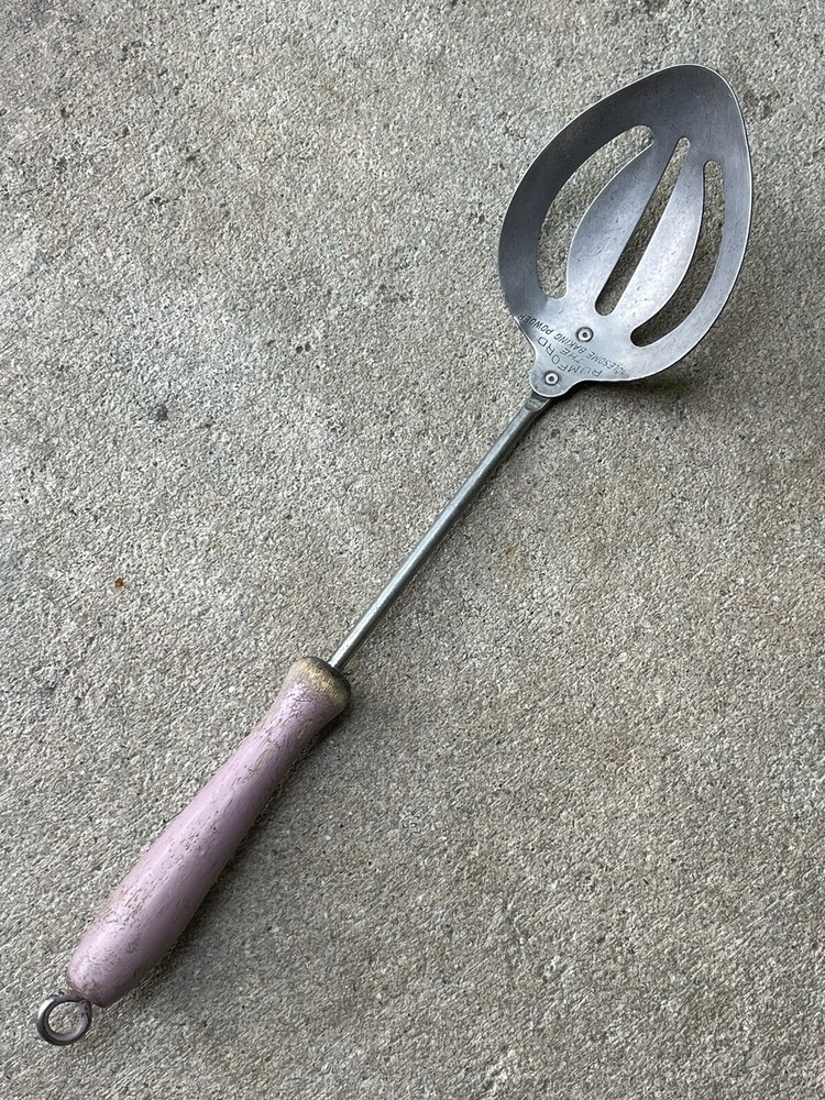 Vintage Advertising Rumford Baking Powder SLOTTED SERVING Spoon wood handle