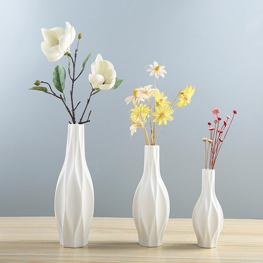 White Flower Vase Decorative Ceramic Vintage Home Modern Design