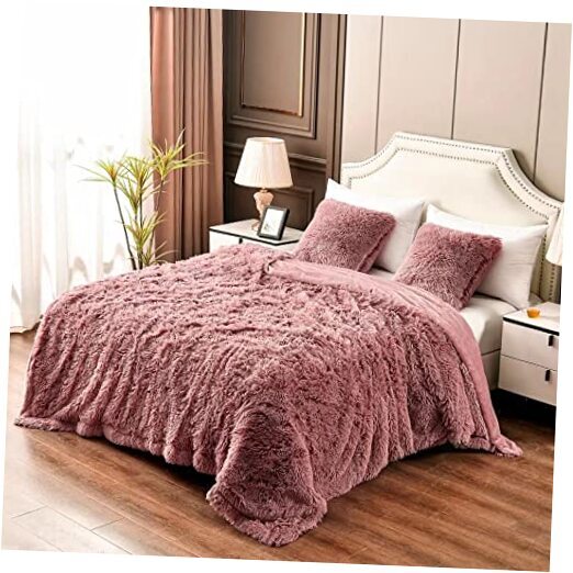 Pink Queen Faux Fur Winter Blanket,2 Layers,90