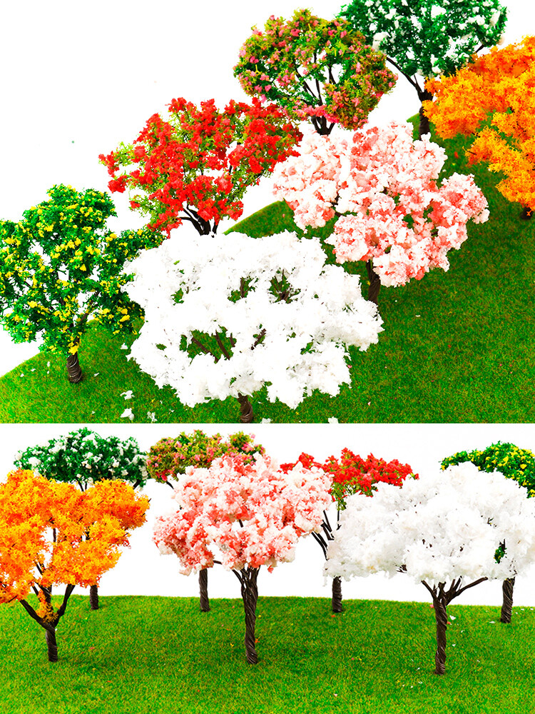28PC HO/OO Scale Miniature Flower Trees for Seasonal Landscape Scenery-image
