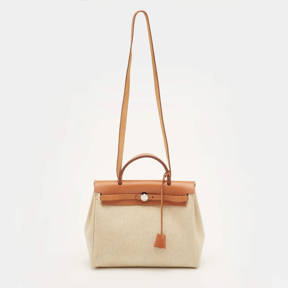Hermes Herbag 31 EcruNatural Toile Canvas and Vache Leather Bag
