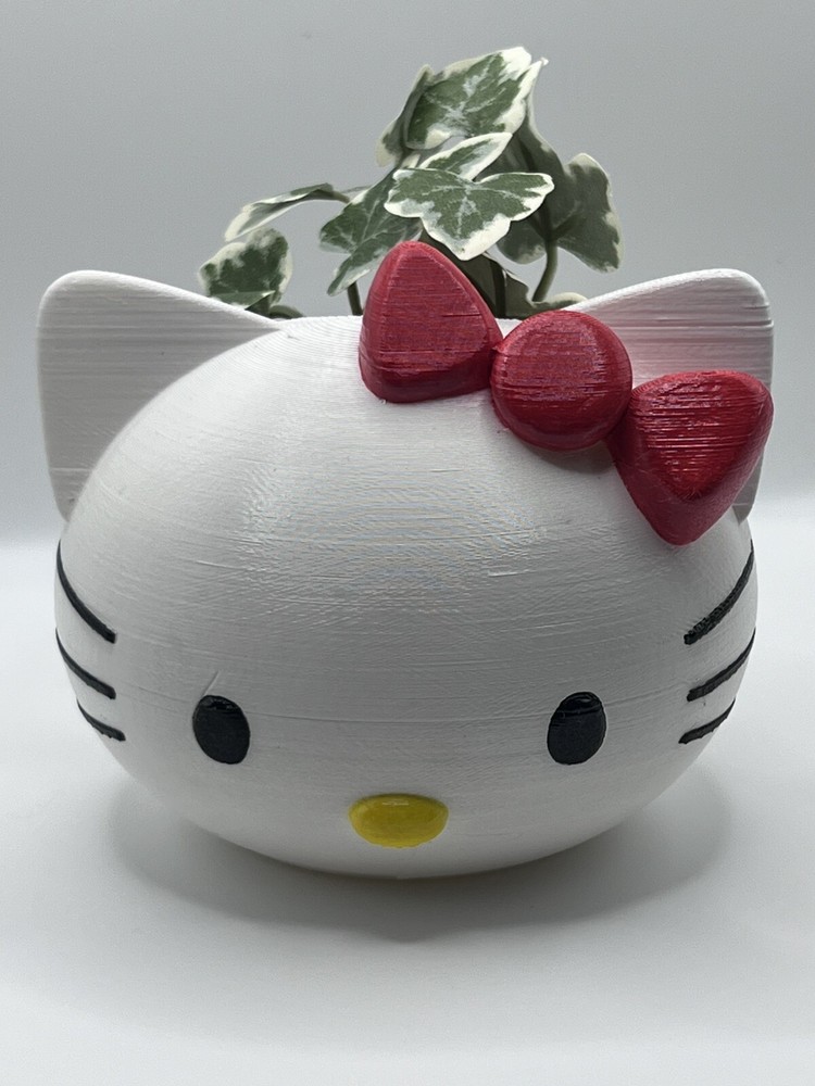 Hello Kitty Sanrio Flower Succulent Pot Planter 3D Printed Hand Painted WYSIWYG