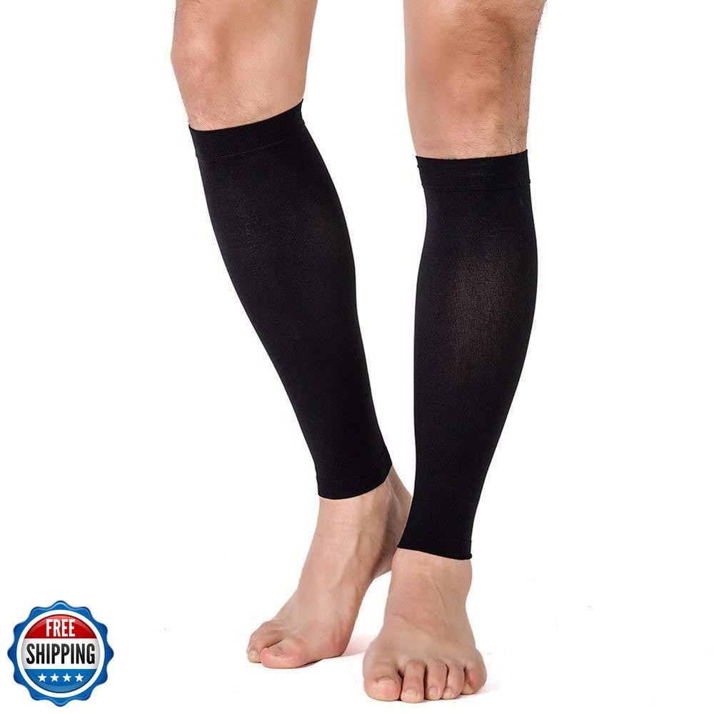 TOFLY Calf Compression Sleeves for Men Women - 1 Pair Footless Support for Running Recovery